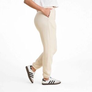 Nuuds Womens Joggers Sz Small Cream Classic Sweatpants Oversized Cozy Comfy